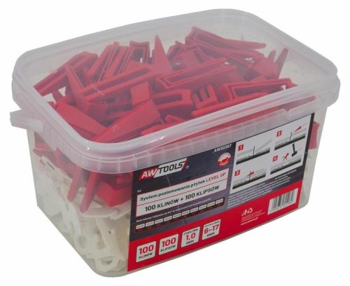 LAPSZINTEZŐ RENDSZER, 100+100 db ék és klipsz, 1,0mm, STARTER PACK, AWTOOLS