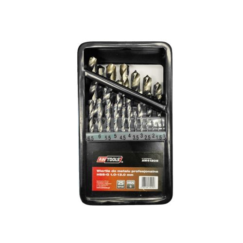 HSS-G fémfúrószár 25 db-os szett 1 - 13 mm, AWTOOLS