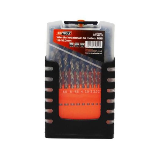 HSS-Co fémfúrószár 19 db-os szett 1 - 10 mm, AWTOOLS