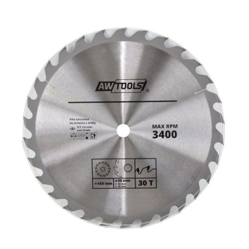 Körfűrészlap fához 400 x 30 / 16 / 22,2 mm, 40 fog, AWTOOLS