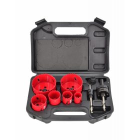   Bimetál körkivágó szett 22-73 mm, 8 db (fúrókorona/lyukfűrész), AWTOOLS
