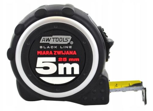 Mérőszalag ABS TPR 5m/ 25mm, AWTOOLS BLACK LINE