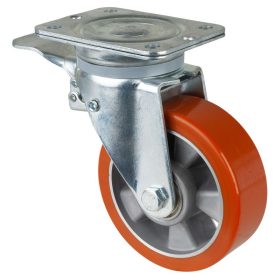   BS ROLLEN Nagy teherbírású, talpas görgő fékkel, poliuretán kerekes / ipari kerék D=150 mm Max. 550 kg