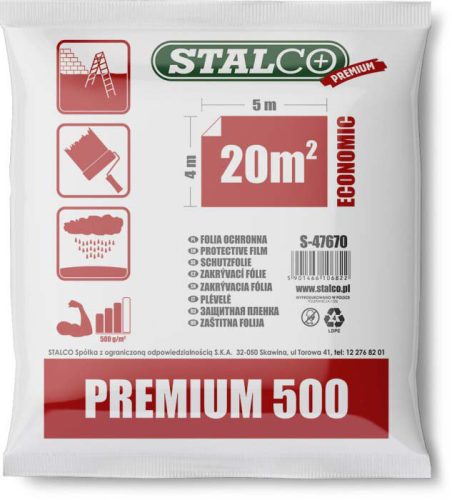 Takarófolia 4 x 5 m, LDPE, 500 g, extra erős STALCO PREMIUM