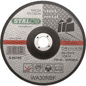   Vágó csiszoló tárcsa Fémhez D=180 x3,0 x 22,23 mm STALCO PREMIUM